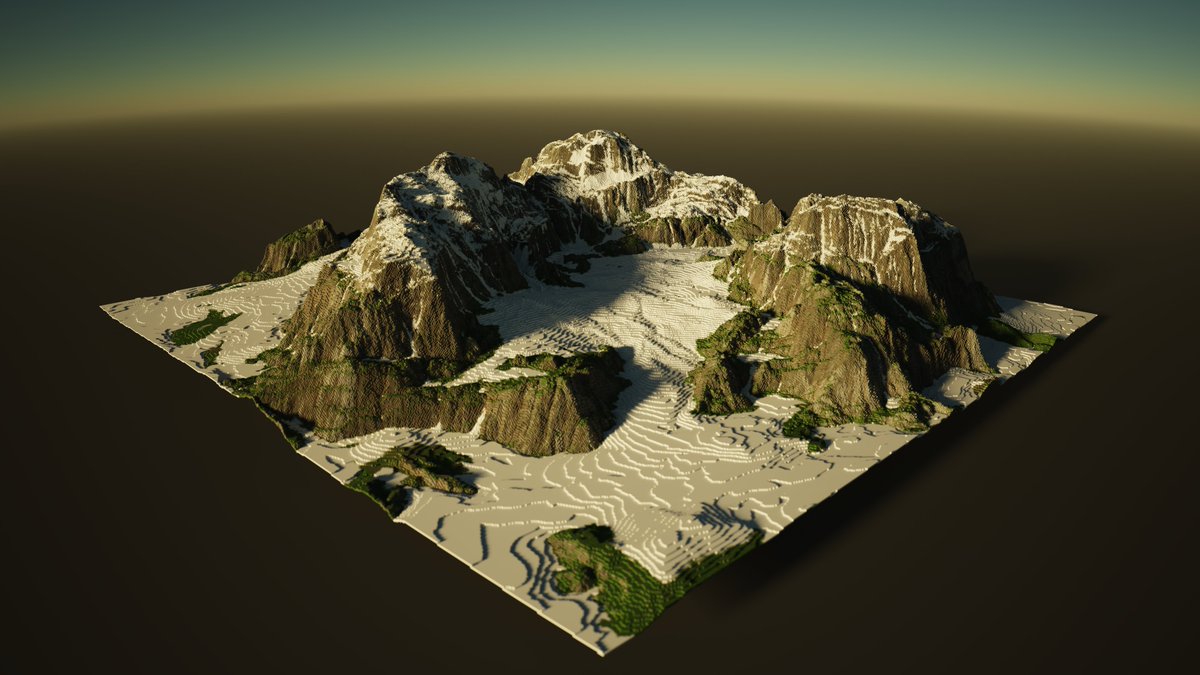 I've been exploring areas lately, learning many new programs and expanding my abilities. Perhaps more drastic improvements will be seen in the future but for now, here's two landscapes made with #WorldMachine and rendered in #MagicaVoxel after voxelising them.