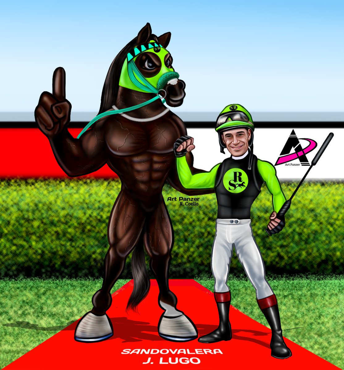 RCoello78's tweet photo. Caricatira de SANDOVALERA @SanrosStud esta semana,la campeona  tratará de reivindicar laureles con "el general" @jockeyjaimelugo  #artpanzer https://t.co/hO6Ff8S2CA