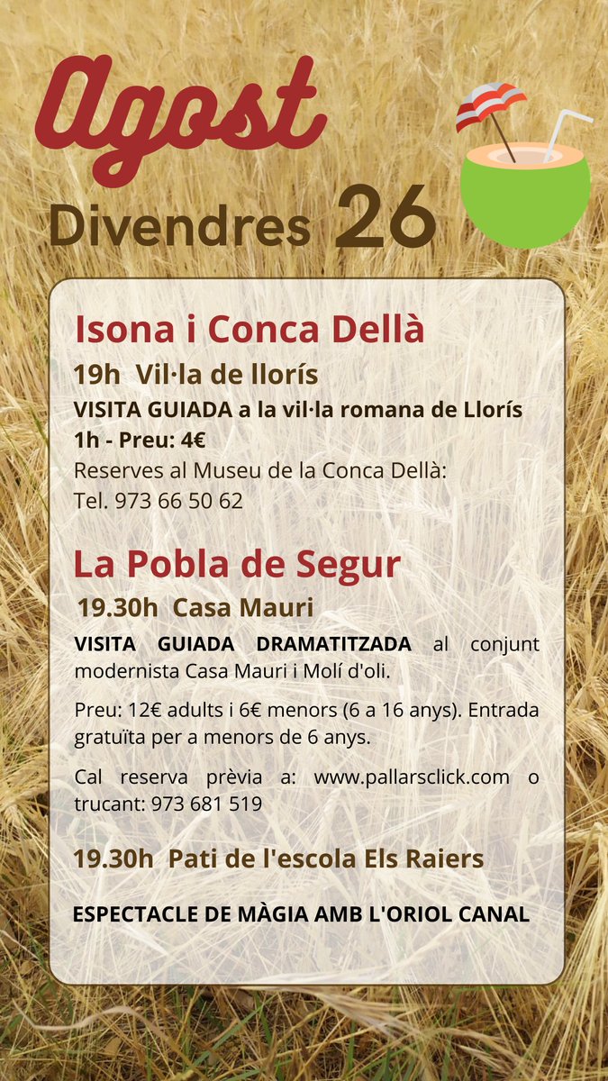 VisitJussa's tweet photo. Ei, ja es cap de setmana‼️ 😍🤳Revisa l'agenda i disfruta al màxim el #pallarsjussà 💦🚵♂️🎊
*****
#capdesetmana #agendadeljussà #quefer #pallarsjussà https://t.co/BOKlhgGYTM