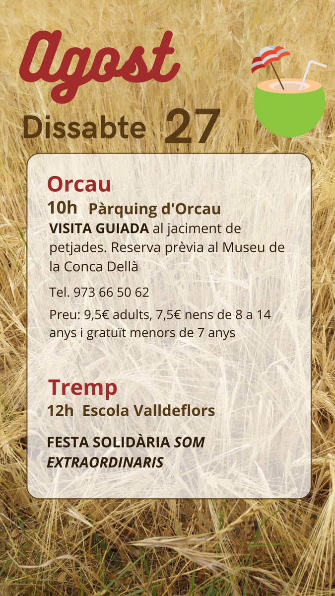 VisitJussa's tweet photo. Ei, ja es cap de setmana‼️ 😍🤳Revisa l'agenda i disfruta al màxim el #pallarsjussà 💦🚵♂️🎊
*****
#capdesetmana #agendadeljussà #quefer #pallarsjussà https://t.co/BOKlhgGYTM