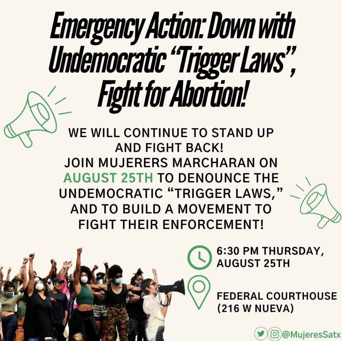 BexarYD's tweet photo. Join us today as we march with @MujeresSatx against the unjust antichoice trigger laws created by GOP state lawmakers and signed by Governor Abbott!
#triggerlaw #AbortionIsHealthcare #prochoice #AbortionRights https://t.co/XwILy5fH9q