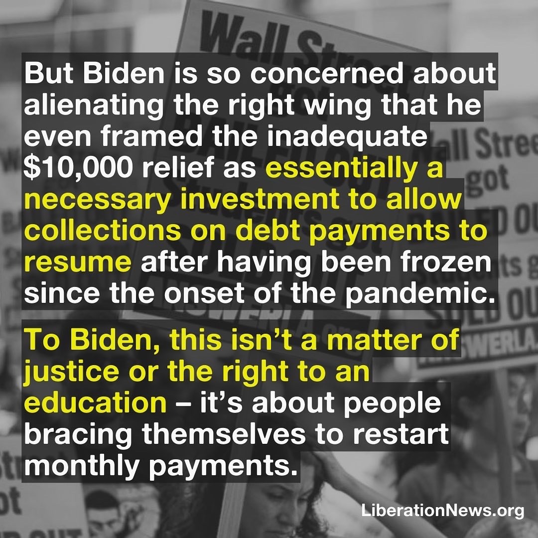 PSLDFW's tweet photo. Biden has announced actions to forgive student loan debt — but it’s not enough.
All student loan debt should be canceled immediately! Biden has the power through executive order – he can't blame the Republicans or Joe Manchin for not doing more
#studentloandebt #cancelstudentdebt https://t.co/UtSSWIw6Pg