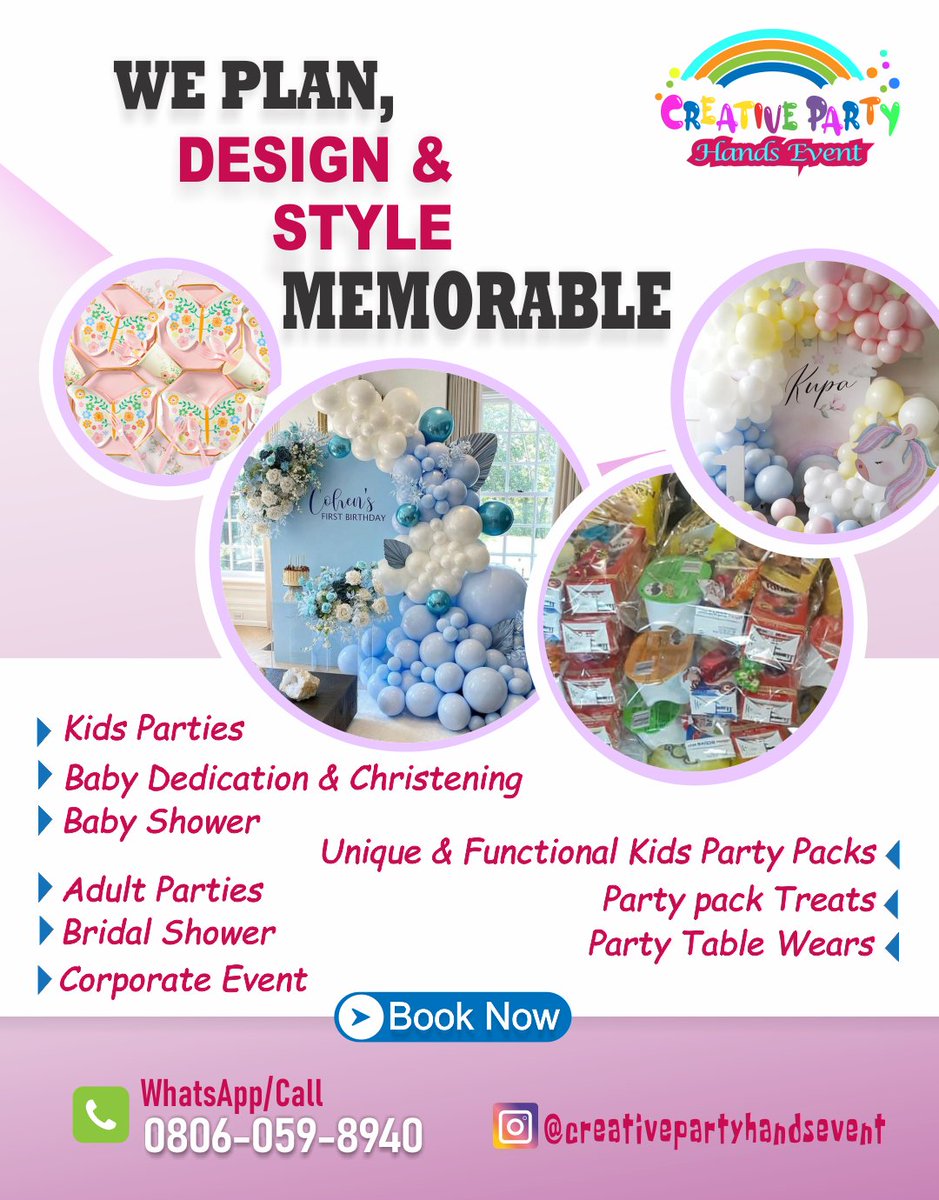 MayEfe1's tweet photo. @mrmacaroni What is an Event without the best  Creactive Event Planner 🤔🤷‍♀️

What is a party without a Heavenly  touch of Decor &amp; Partypacks🦄🧸🌈🍭🍿🍬

Icing On The Cake🥳PROMO PROMO💃🎉
We can't wait to get Creative 🌈🎨 @ your Events😎✌👌

Location Lagos
HOLLA ☎️/WhatsApp  08060598940 https://t.co/POWNbZWzt3