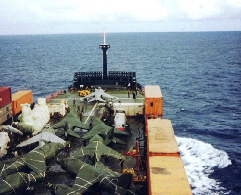 FalklandsinUK's tweet photo. #OTD 25 August 1969 the #SwanHunter shipyard launched the container ship MV #AtlanticConveyor. Operated by Cunard, the vessel was seconded during the #Falklands War , but sunk on 25 May 1982 after an #Exocet missile attack, with the loss of 12 crew. #WeWillRememberThem . https://t.co/Eu4HynG703