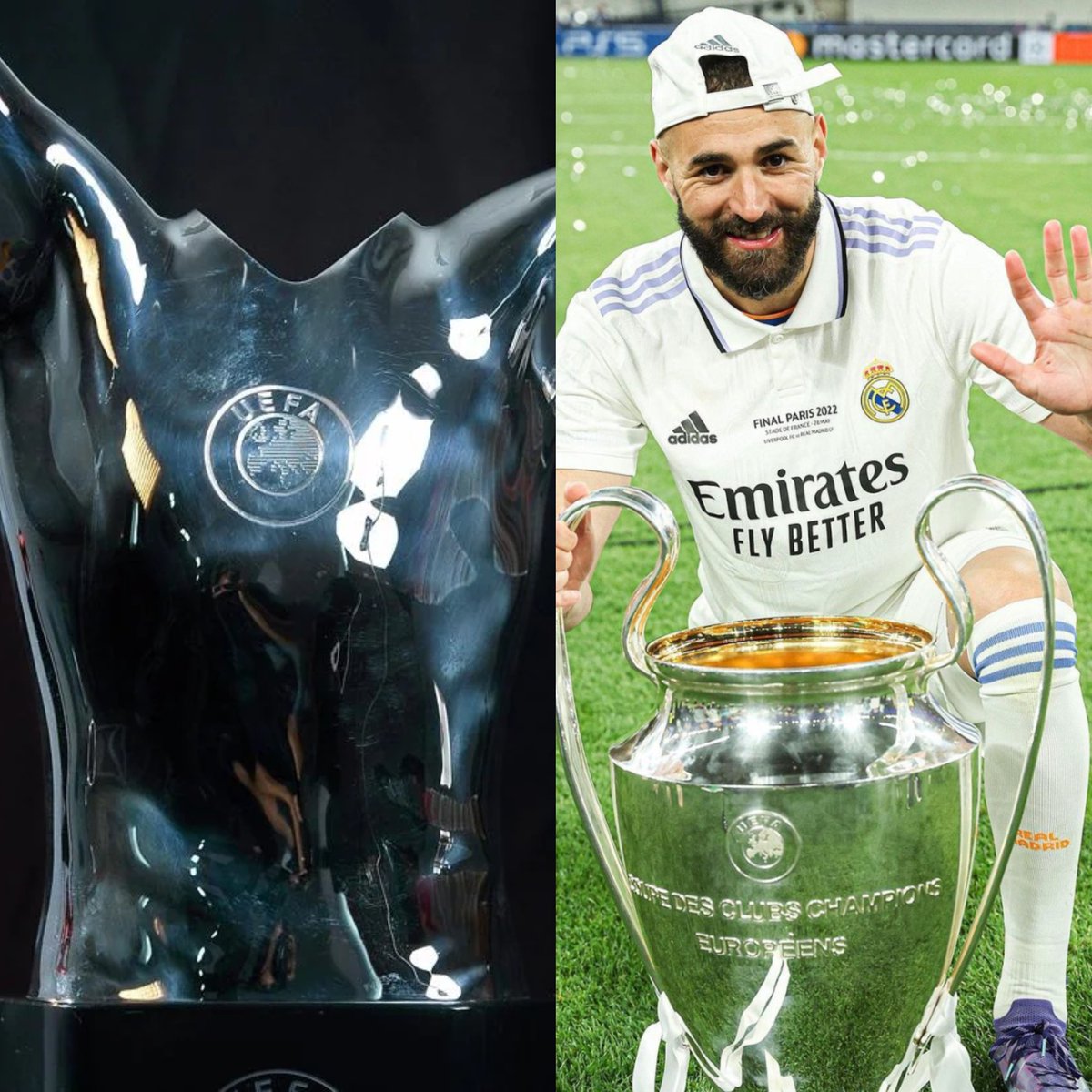 InvictosSomos's tweet photo. ¡¡OFICIAL!! Karim Benzema fue reconocido como el Jugador del Año de la UEFA 2021/22. El francés recibió más votos que Thibaut Courtois y Kevin De Bruyne. Primera vez que conquista este galardón, y lo hizo con total justicia. No hay debate. No hay discusión. MERECIDÍSIMO. https://t.co/ZeBIuFIXP4