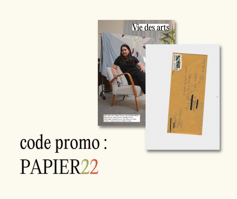 Vie des arts sera présent en tant que partenaire média ce week-end à la foire Papier. Venez nous rencontrer pour discuter et profiter de notre promotion sur tous les abonnements. 

300$ de billets, laissez-passer et cartes de membre sont offerts pour les 2 et 3 ans ! <a href="/AGAC_Canada/">AGAC</a>