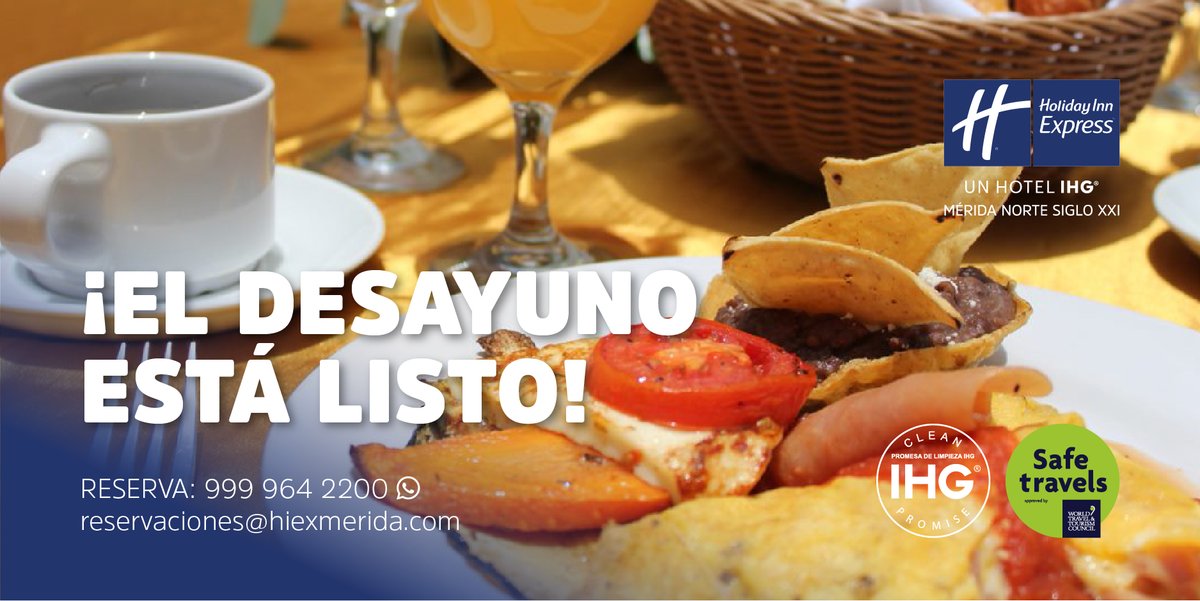 hiexmerida's tweet photo. Comienza tu día de la mejor manera con nuestro delicioso desayuno. 

¡Reserva ahora! 👉 https://t.co/1SmHDpfyjP
Contáctanos: 999 964 2200
Nuestras promociones: https://t.co/yUAejPK1Q7

#SafeTravels #HotelesIHG #Mérida #Yucatán #IHGWayOfClean #desayunos #breakfast #meals #hoteles https://t.co/vlptbSKiyP