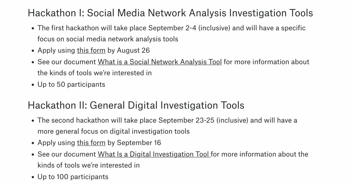 aleszubajak's tweet photo. These are the kind of events that got me into data journalism. Check out @bellingcat's two remote global hackathons. Applications due Aug 26 and Sep 16. https://t.co/pZRE1hyoi8 https://t.co/7IraXbcWr8