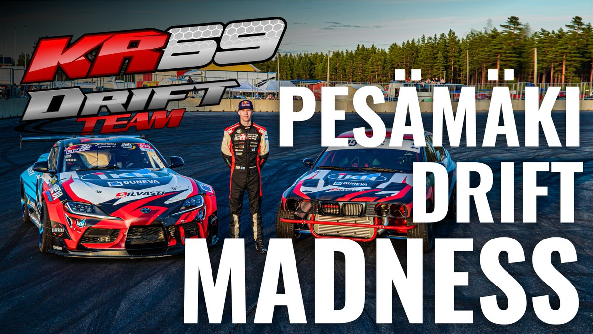 KalleRovanpera's tweet photo. #KR69 Drift teams second vlog is here!
Couple weeks back we were at Pesämäki for #DriftMadness weekend where we were testing new setup for our Supra and also took part in Pro2 madness competition with a loan car!
*Link in comments https://t.co/pxOFLXotnt