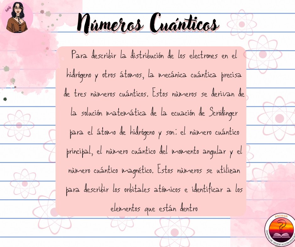 betheanswer_edu's tweet photo. Los números cuánticos describen los valores de las variables dinámicas que se conservan en los sistemas cuánticos. En el siguiente post descubrías más sobre ellos
#Tips_Answer #BeTheAnswer #Quimica https://t.co/pfdRrx6lXg