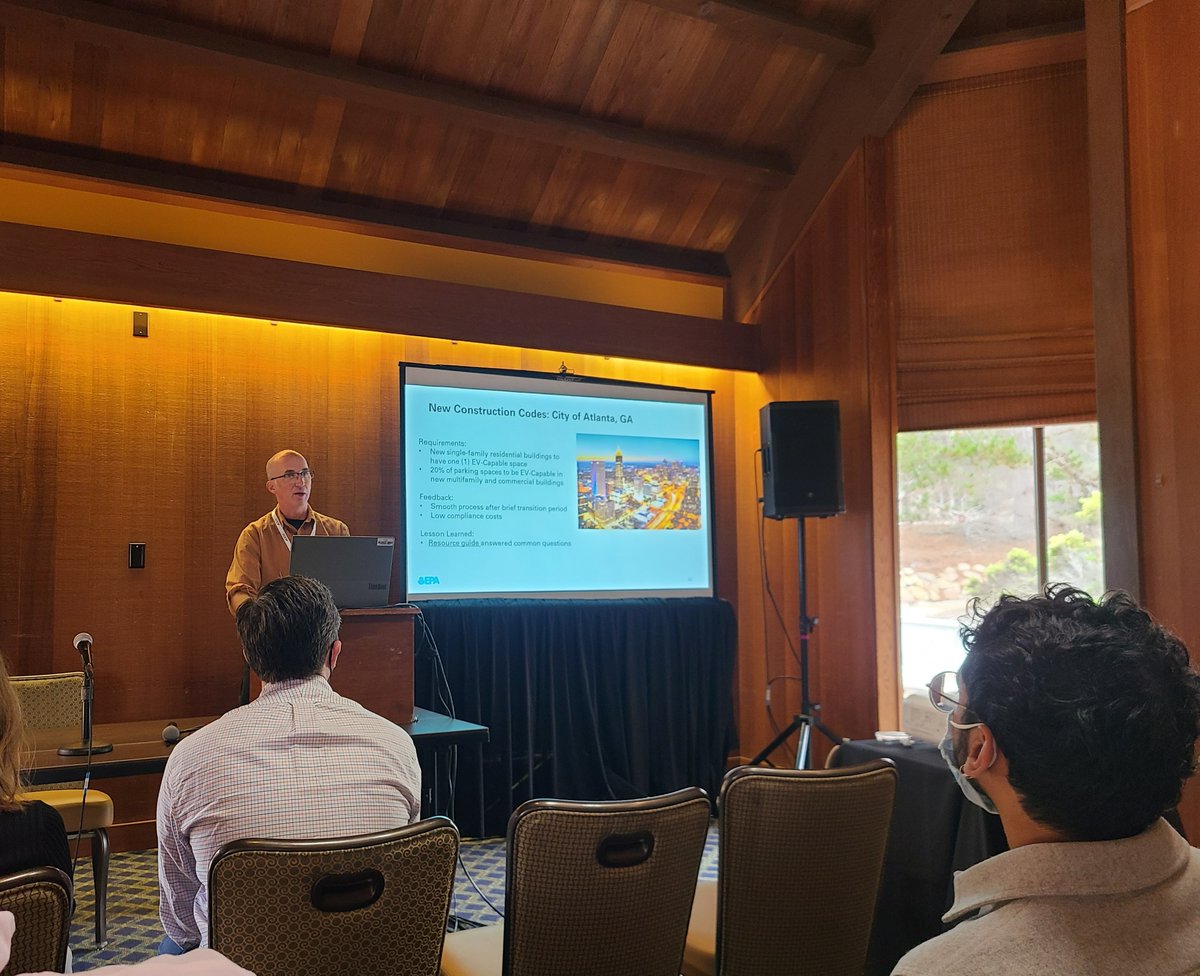 ACEEEdc's tweet photo. ‘Construction codes work, and they work very well, in reducing the cost of #EV charging infrastructure,’ says Peter Banwell, of @ENERGYSTAR, at #SummerStudy22 https://t.co/NjXjqNKouY