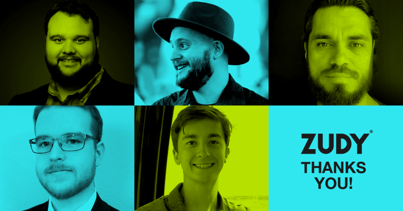 ZudySoftware's tweet photo. Zudy wishes these incredible #TeamZudy members a Happy August #WorkAnniversary. #Zudy celebrates you! 🎉
#5Years / Mason Foscaldi &amp; Santino Torretti
#1Year / Ruben Carrera, Dawson Currie, &amp; Brian Luciano
#ZudyThanksYou #Hiring #HotTech #AppsNOW #NoCode #LowCode #AppDevelopment