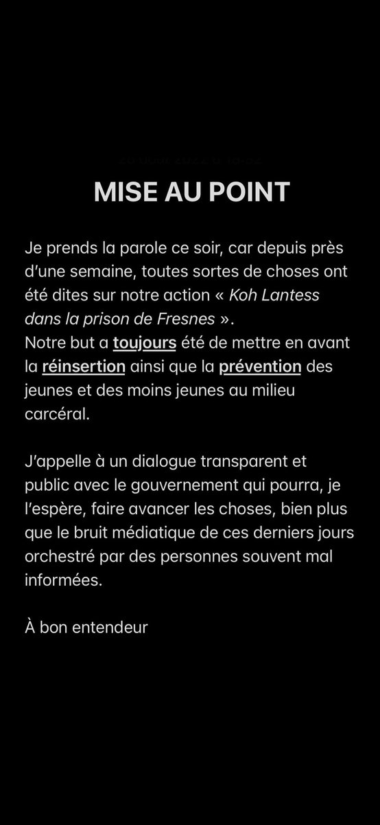 #Kohlantess #fresnes <a href="/EmmanuelMacron/">Emmanuel Macron</a> <a href="/justice_gouv/">Ministère de la Justice</a> <a href="/E_DupondM/">Eric Dupond-Moretti</a> <a href="/Cyrilhanouna/">Cyril Hanouna</a>