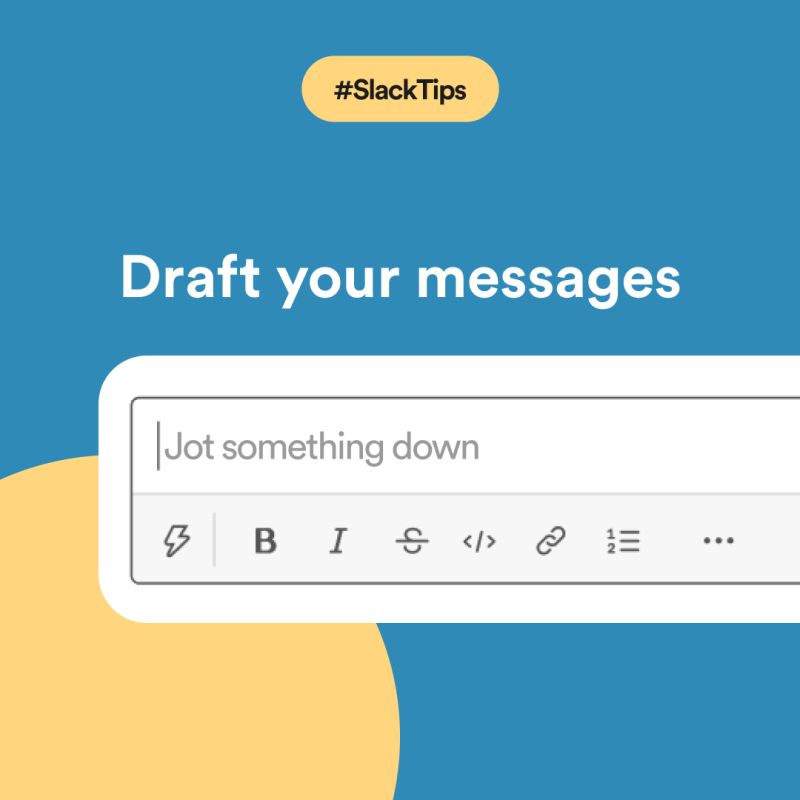 SlackHQ's tweet image. Drafting messages to yourself in Slack is a clever way to proofread and edit your note before hitting send. ✏️ #SlackTips