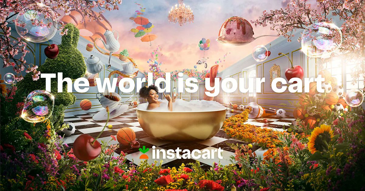 Instacart’s latest campaign—its largest ever, in terms of overall budget—involves a fantastical ad starring <a href="/Lizzo/">LIZZO</a> soaking in a bathtub while ordering an assortment of items on her phone.  adweek.it/3wtOIdj