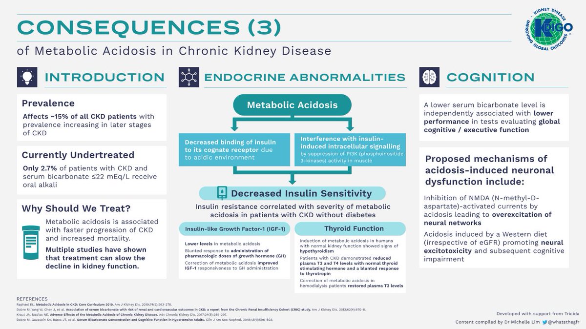 CKD and metabolic acidosis from <a href="/goKDIGO/">KDIGO</a> #Nephpearls
#Infographics by <a href="/whatsthegfr/">Michelle Lim</a> 

👉 kdigo.org/wp-content/upl…