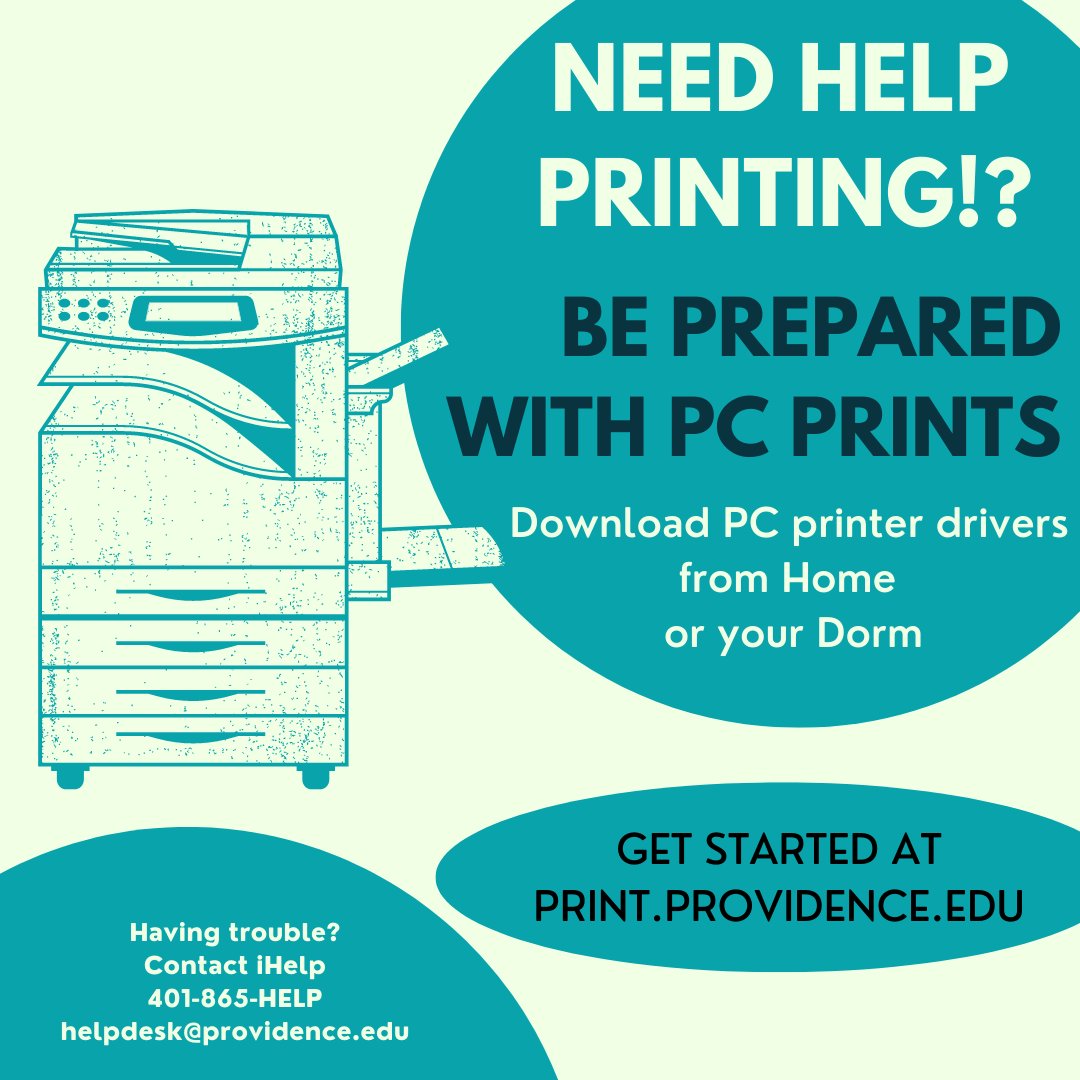 Library_PC's tweet image. Need Help Printing on Campus? Be Prepared with PC PRINTS – You can download PC printer drivers from Home or your Dorm. ihelp.providence.edu/printing/pc-pr…

#Printing #PrinterJam #PCPrints #ProvidenceCollege