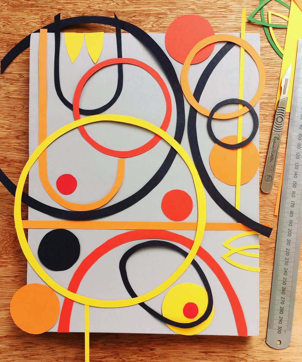 printsandpress's tweet photo. More collages as they were being made…I love this restricted colour palette 🧡 Available as an A3 giclee print via my website: https://t.co/VKlOQOgnmm 
#wallart #abstractart #manchesterartist https://t.co/qqTJnLdEIp