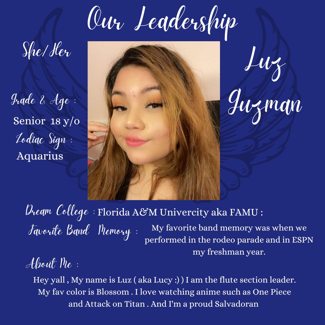 We present to you 2/20 leadership members in our program!!!!!