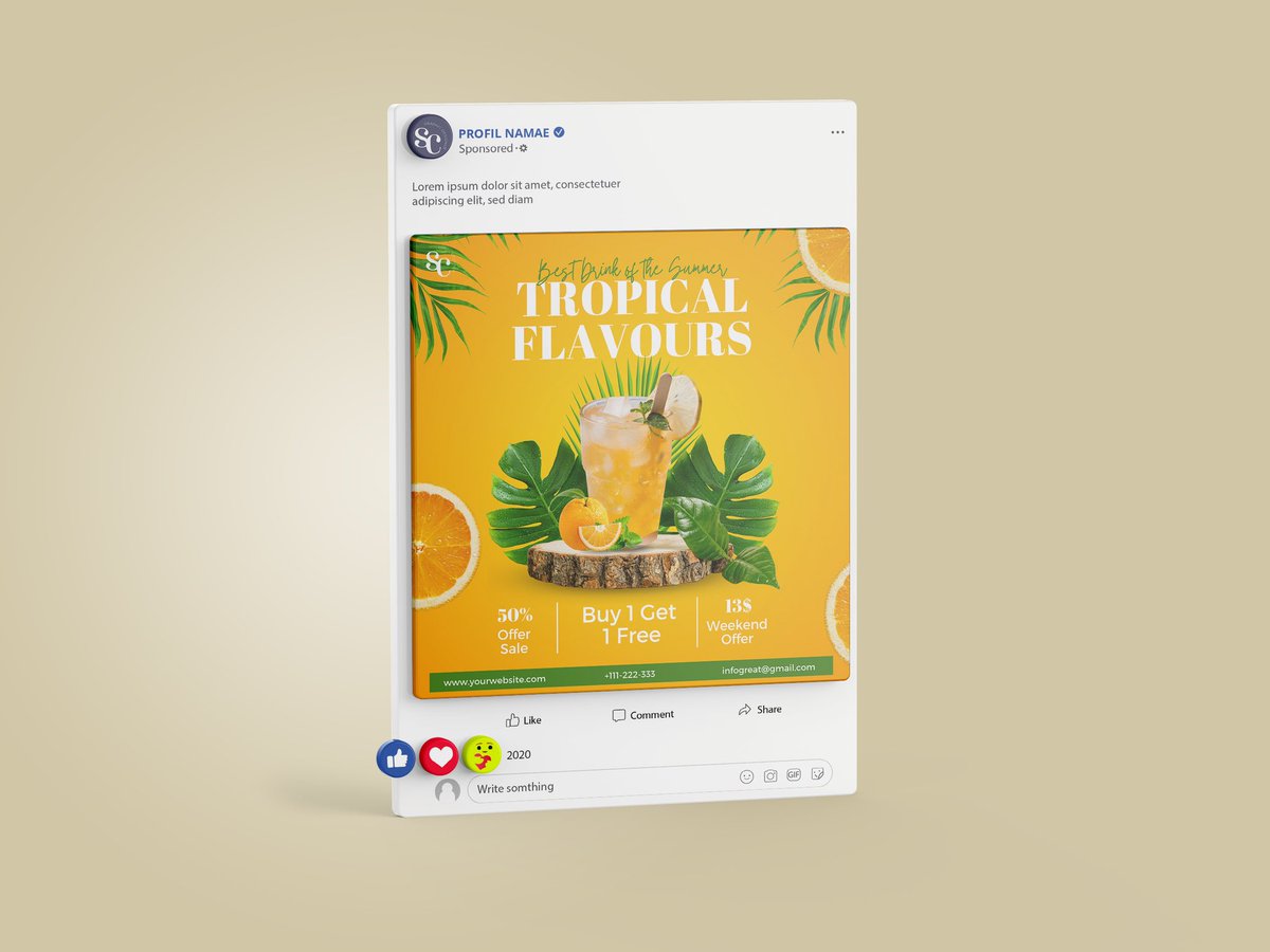 SadiaCreatives's tweet photo. Created this eye-catching summer drink social media design. 
Contact me or DM me.

Email: sadiafreebies@gmail.com
Fiverr: https://t.co/eetCANziXi

#canva #canvatutorial #canvadesign #socialmediadesign #canvapro #digitalmarketing #advertisment #summerdrink #posterdesign https://t.co/srm257nvXg