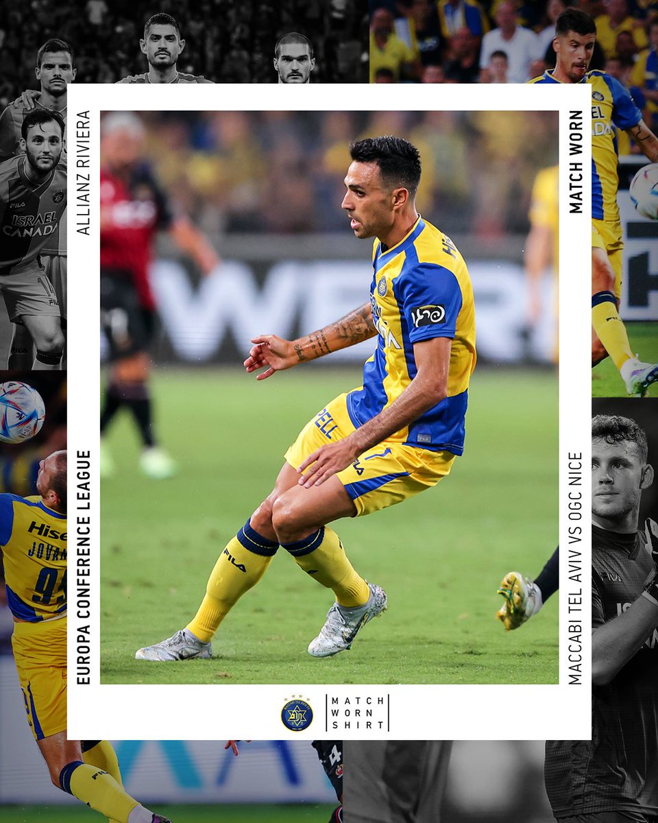 MatchWornShirt's tweet photo. 👟⚽ It's kick-off!

🔵🟡 This is your chance to own a piece of @MaccabiTLVFC as they take on Nice in the #UECL qualifiers 

🤝 Raising funds for @MTAFCfoundation 

👀 If they win they qualify, bid as they play 👇
https://t.co/QngSCIcgRq https://t.co/E9FINxRxQ1