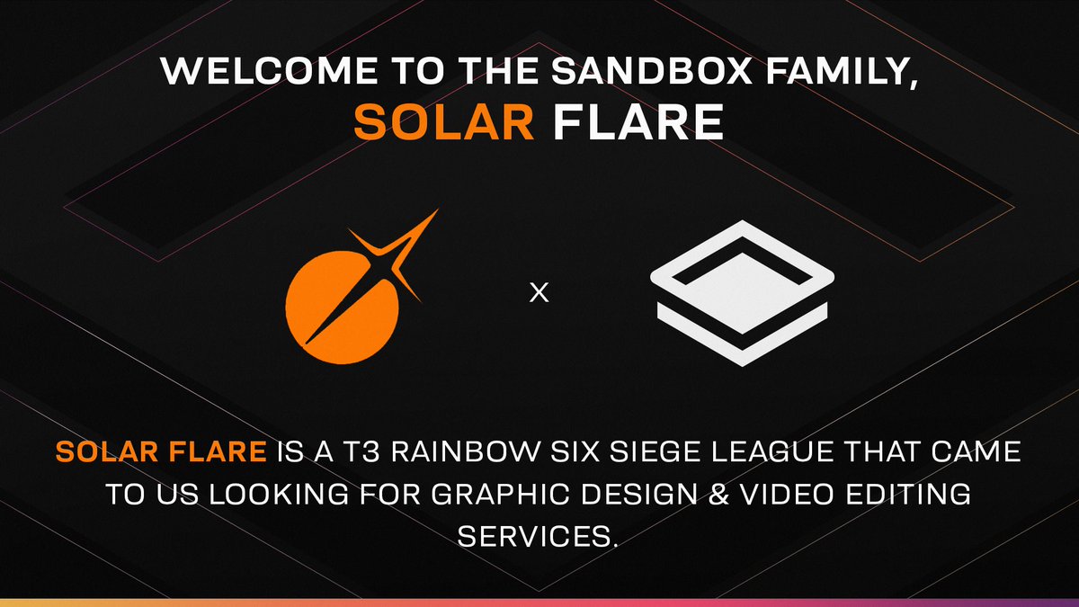 Another client joins the Sandbox Family! 🥳

Big welcome to @SolarFlareCL! 🧡

We are very delighted to have you onboard, lets get to work! 🫡

🔗 SandboxStudio.org