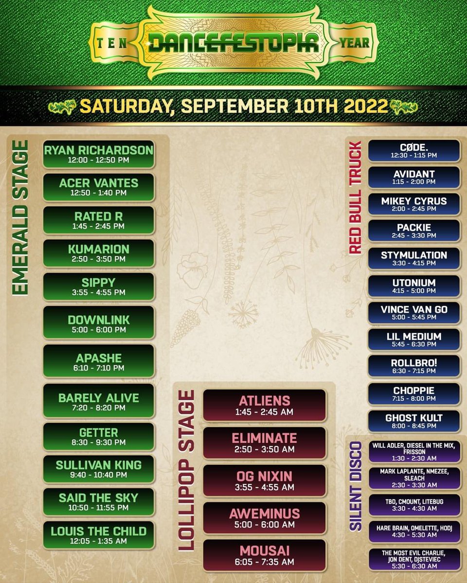 Dancefestopia's tweet photo. Your 2022 set times are out! 🔥Download the official app on Woov to view the full set times, create your personalized schedule, explore the 3D map, and connect with other Dancefestopians! → https://t.co/LA7hQbvn8y

Get your passes today → https://t.co/1hMKS3AOb2 https://t.co/KkQRIlFDUl