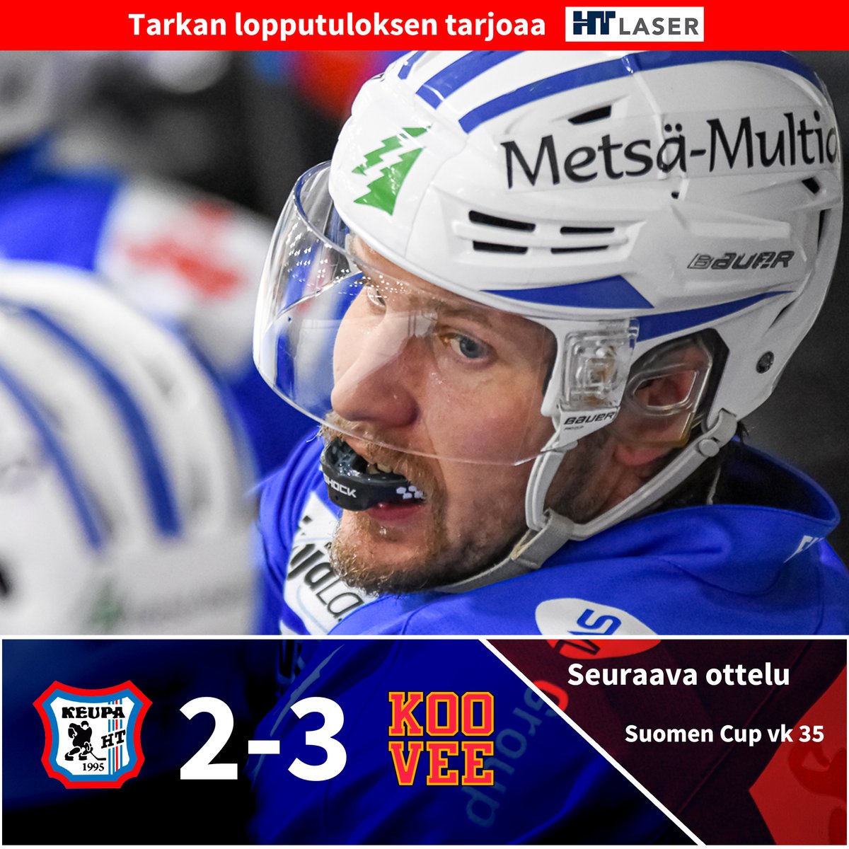 Tänään KOOVEE vahvempi Keuruulla tasaisen väännön jälkeen 2-3. KeuPa HT:n illan maalit tekivät Linjala ja Hänninen.

Ensi viikolla jatketaan Suomen Cupin merkeissä!

#KeuPaHT #Ihmistenjoukkue #Mestis