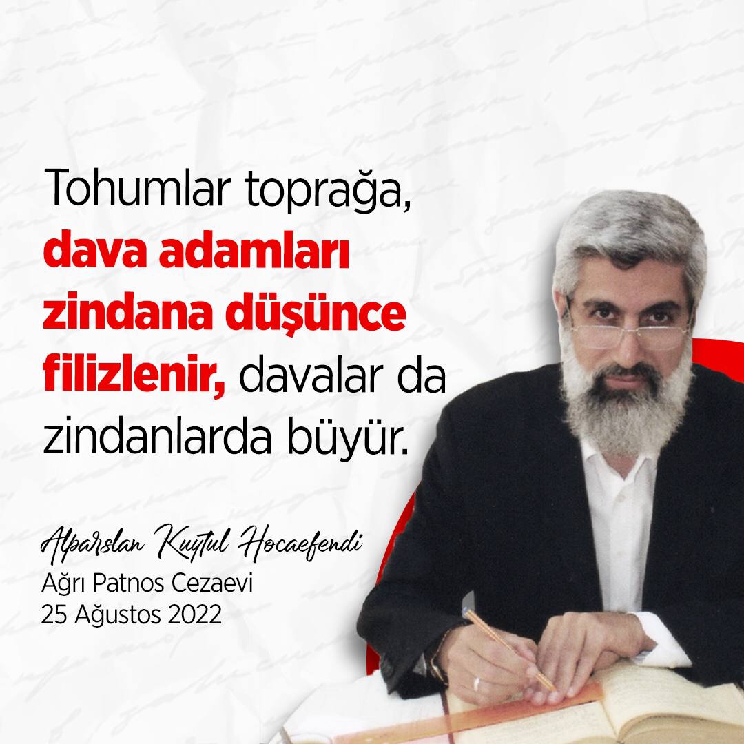Tohumlar toprağa, dava adamları zindana düşünce filizlenir, davalar da zindanlarda büyür...  Cezaevi SesKaydı #AlparslanHocayaÖzgürlük