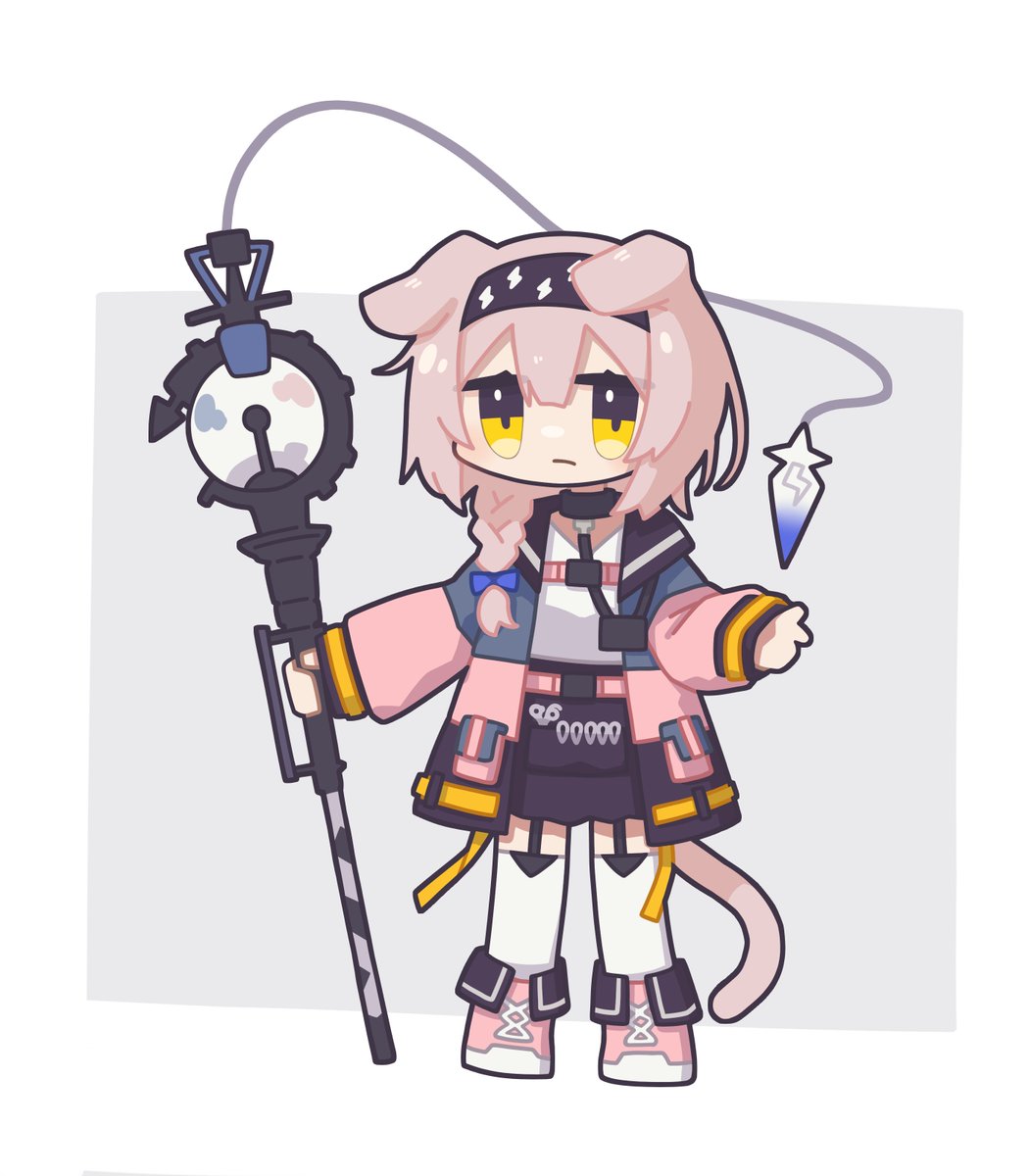 goldenglow (arknights) 1girl solo animal ears pink footwear tail cat tail black skirt  illustration images