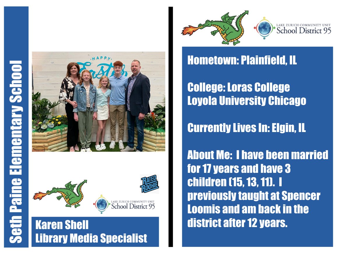 Karen Shell joins the Seth Paine staff as a new member of our Library Media Specialist Team! Welcome BACK to the D95 family! #BetterTogetherD95 @D95SocialMedia @LZ95Curriculum @AstallionE @GalltKelley #LZSP @KevinOlsenD95