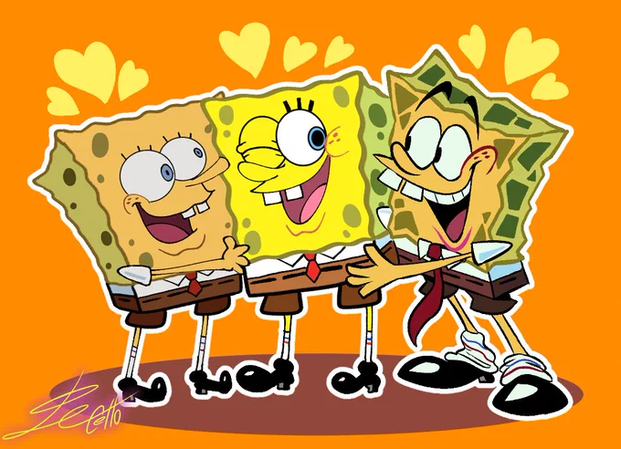 triple hugI'm sure they will be friends. #SpongeBob  #SpongebobSquarepants 