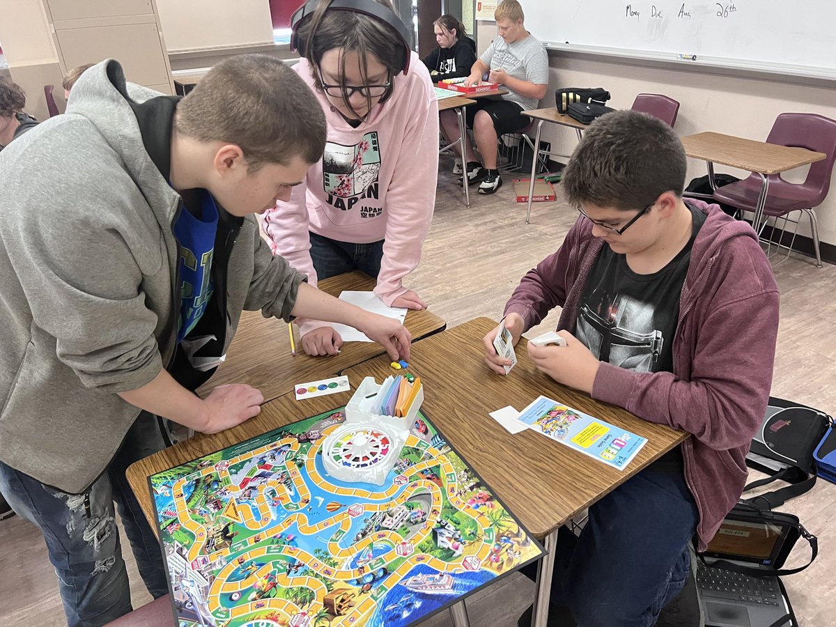 It’s that time of year! To teach financial ledgers and income statements, Intro to Business students play three games of <a href="/Hasbro/">Hasbro</a> Game of Life or #Monopoly to simulate three different months of transactions. Always a favorite!

#WeAreMG <a href="/MadisonGrantUSC/">Madison-Grant USC</a> <a href="/EducateIN/">Indiana Department of Education (IDOE)</a>