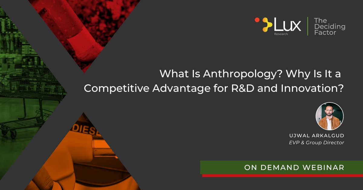 LuxResearch's tweet photo. In this webinar, @interpretivist showed how anthropology allows companies to identify opportunities previously misunderstood or under-valued, helping engineering and science-driven teams to think through a consumer and human-centric lens.

Register now: https://t.co/9b9nBRaCUw https://t.co/vgb5sFLIoB