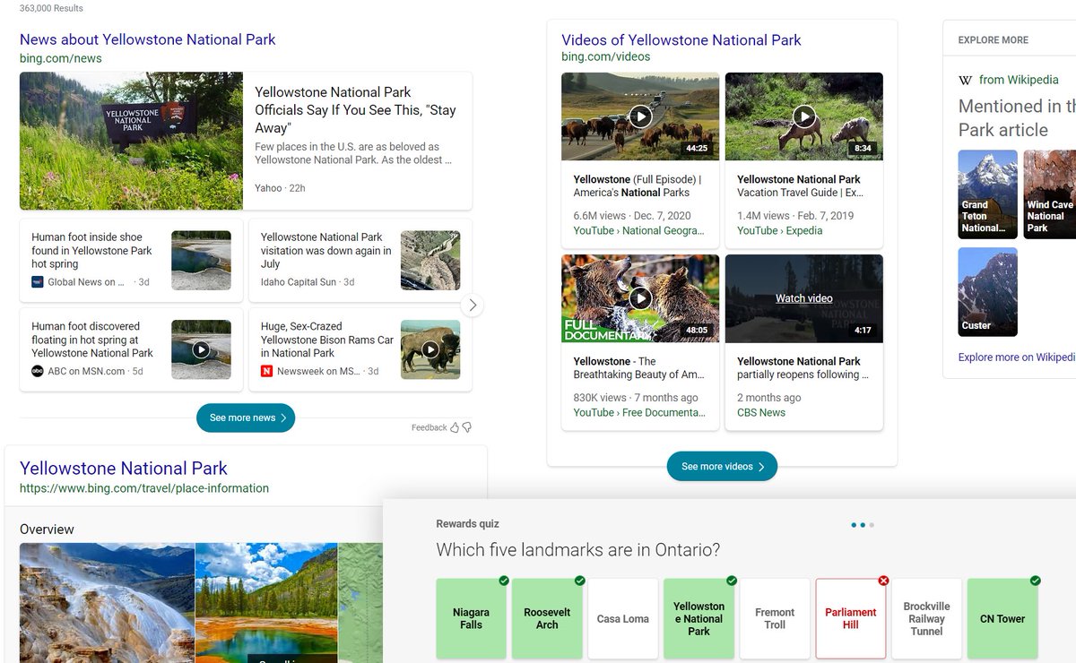 FasFlex's tweet photo. Hey @bing you might want to figure out your quizzes cause @YellowstoneNPS is not in @OntarioParks 
Also, pretty sure Ottawa is in Ontario... So @parliamenthill is in Ontario... 🤔🤔 https://t.co/HgNhDg6pf3