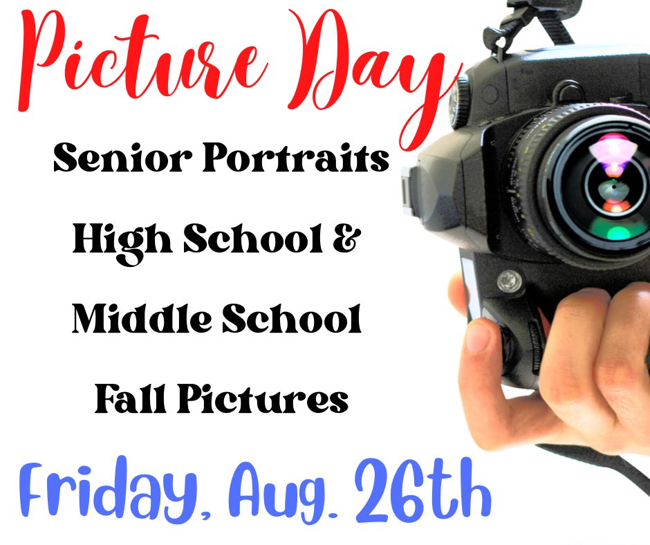 Tomorrow is picture day for senior portraits and high school and middle school fall pictures! #smile #pictureday #bismarcksd