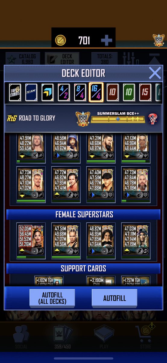 MCJ_B's tweet photo. First time ever having full pro deck of top tier #WWESuperCard #MyWWESupercard https://t.co/gAclD9hWix