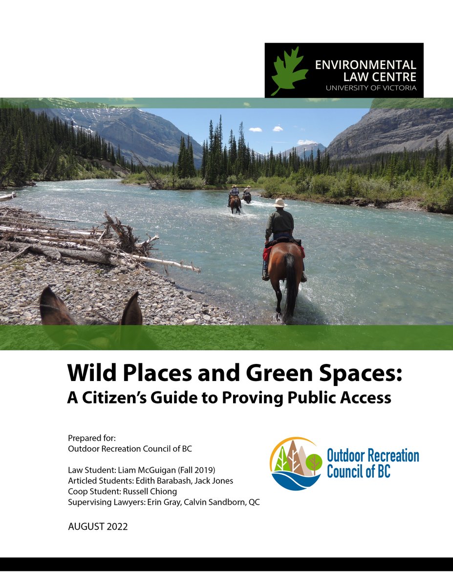 JUST RELEASED: Our new guide developed for the Outdoor Research Council of BC can help citizens prove a public right to access wild places and green spaces they are locked out of but often have a legal right to use elc.uvic.ca/publications/p… #unlocknature #provingpublicaccess