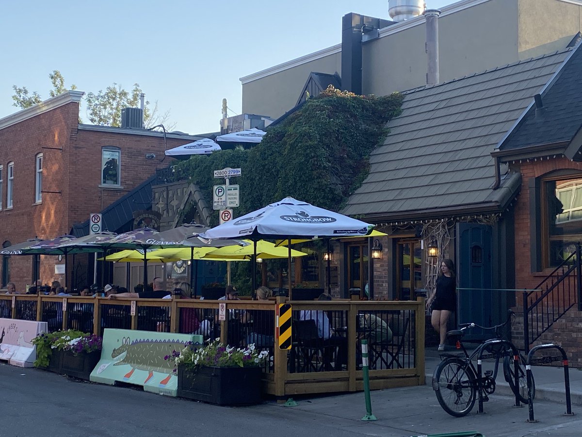 So sad that my neighbourhood lost 2 parking spots to accommodate a dog-friendly patio, with flowers, artwork and bike racks, that fits 20 people.