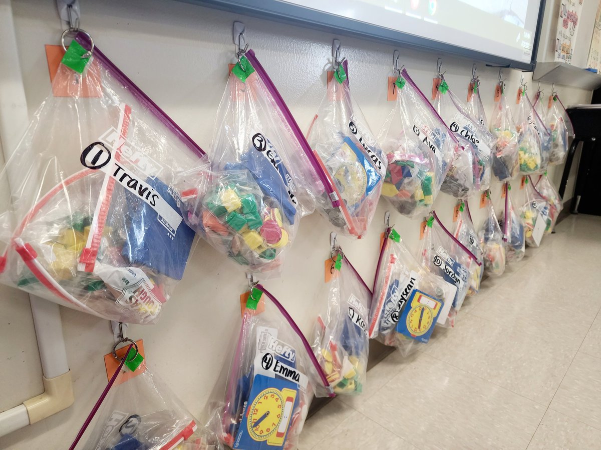 AtonSBE's tweet photo. Staying organized with math manipulative for students. 
#PISDMathchat https://t.co/lU7S5SBWn7