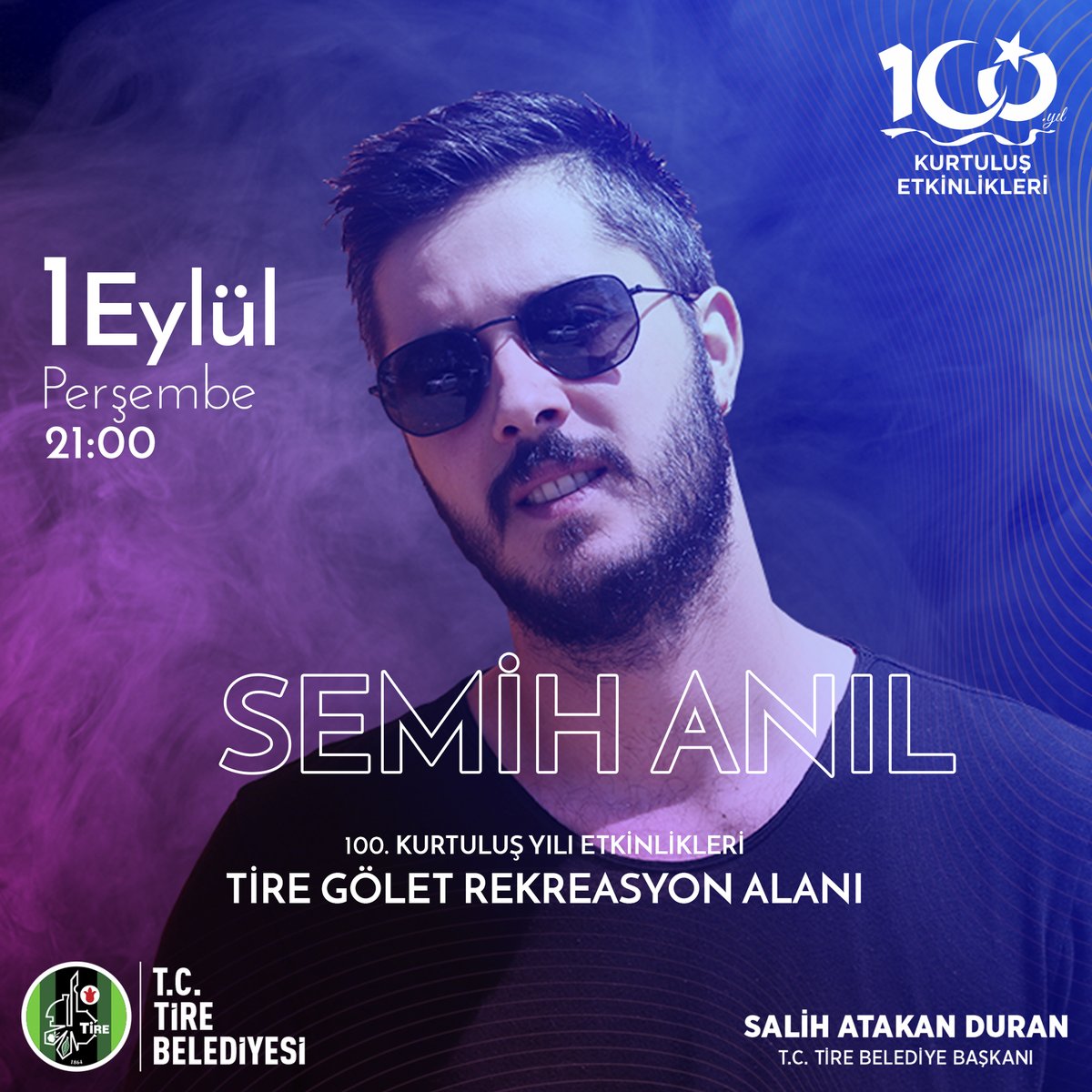 Taht-ı Kadim Tiremizin kurtuluşunun yüzüncü yılına özel düzenlediğimiz #KurtuluşHaftası etkinlikleri ve konserlerde sizlerle bir araya gelmek için sabırsızlanıyoruz.

<a href="/tugbayurt/">TUĞBA YURT</a>
<a href="/erbilellez/">erbil ellez</a>
<a href="/Kurtalanoffical/">Kurtalan Ekspres</a>  
<a href="/_SmaN_/">Semih Anıl</a>  
<a href="/mustafamyayinda/">Mustafa Karslıoğlu</a>
<a href="/mnsizmir/">Mehmet Necati Şntrk</a>
#Atatürk #4Eylül #İzmir #Tire❤️