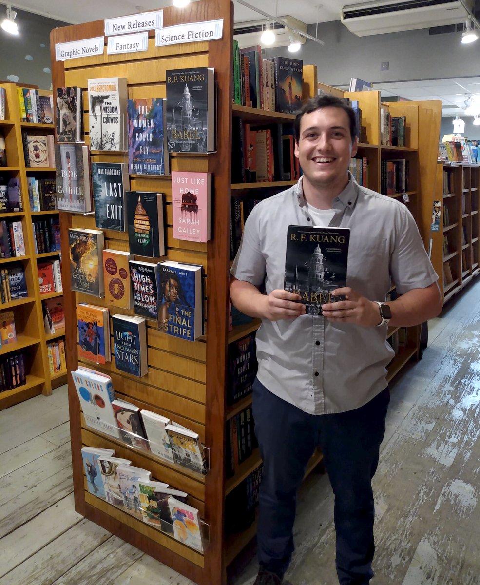 SO HAPPY that BABEL is out in the world this week!  Almost everyone on staff has read it; as soon as someone finished, they'd hand their advance copy to the next bookseller &amp; tell them "Read this now!"  Congrats, <a href="/kuangrf/">Rebecca F. Kuang</a>!

Need a copy? We have them here: bit.ly/3pR1SgJ