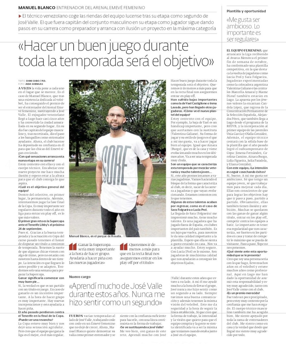 ❤🏐
MANUEL BLANCO <a href="/maneleblan/">Manuel Blanco Muñoz</a> afronta a súa primeira tempada á fronte das Súper #loitadoras co "Jogo bonito" entre cella e cella como medio de alcanzar grandes resultados. 
Dálle coma ti sabes Manuel,  toda a familia do <a href="/arenalperfumes/">Arenal Perfumerías</a> Emevé será o teu maior aval. 
❤💙🏐💪