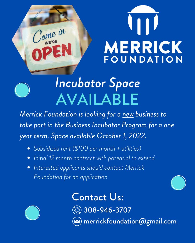 MerrickFndn's tweet photo. Space available soon!  Contact Merrick Foundation at (308) 946-3707 for more information. https://t.co/dpgpdEfTBr