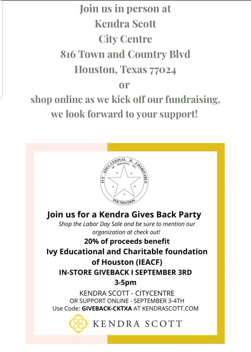 IvyEACF's tweet photo. For more information please direct message (DM) us!
#IEACF #IvyEACF #AKOmega #AKOmega1928 #AKA1908 #WeAreSouthCentral #SOAR #fundraising #KendraScott https://t.co/SXuxd7Zagc