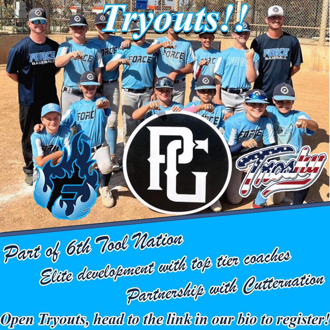 ForceSportsCA's tweet photo. Trosky/Force is still holding open tryouts for those who want to join our family! Head to our website to register for a tryout and come find out what makes our program different! #forceownthediamond #comeforcewithus #troskyforce #6thtoolnation https://t.co/Qiv9aRxbOu