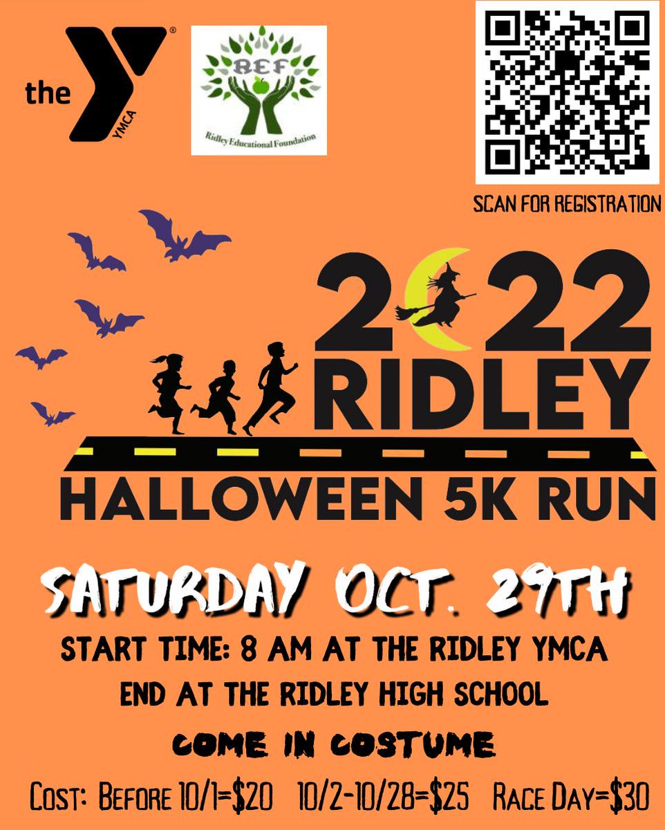 RSD_REF's tweet photo. Early bird gets the worm 🐛! Register now for the 5k Ridley Run to get a discount! Proceeds benefit the Ridley Educational Foundation and the @community_ymca — do a good deed AND save money! Register now: https://t.co/BhecopP2MX https://t.co/EO7gx0dSSO