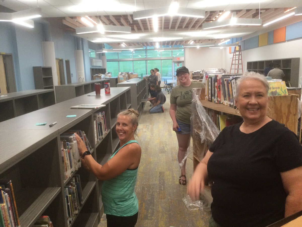 paehling's tweet photo. Thank you District Media Specialists for your help in shelving the media center at Bishop.   You are wondeful!
#bishoprps https://t.co/jsYzX5kwD3