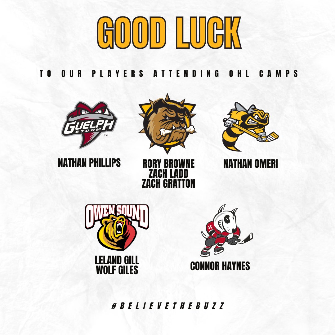 Best of luck to these Kilty’s as they show what they’ve got at O-Camps this weekend and next week! We’re proud of you! <a href="/Storm_City/">Guelph Storm</a> <a href="/BulldogsOHL/">Brantford Bulldogs</a> <a href="/StingHockey/">Sarnia Sting</a> <a href="/AttackOHL/">Owen Sound Attack</a> <a href="/OHLIceDogs/">Niagara IceDogs</a> @GOJHL #believethebuzz