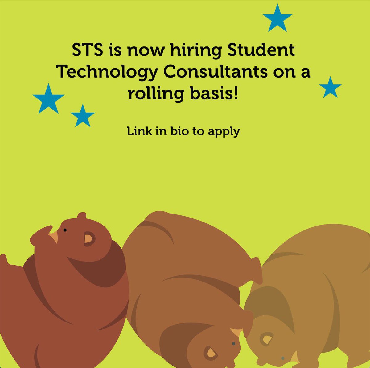 UCBStudentTech's tweet image. Want to be a part of the STS team but don’t want to wait around for the next hiring cycle? Student Tech Consultants work directly with students at our help desks, and are now being hired on a rolling basis! Applications are now being reviewed this first Monday of each month.